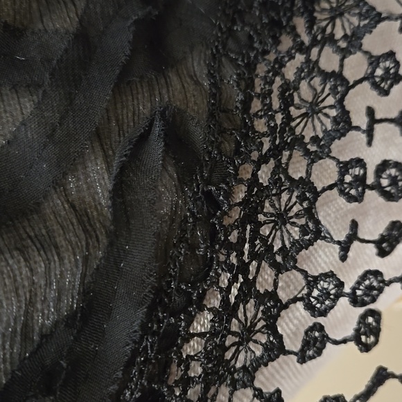 ACC EAM Black Sheer Lace Triangle Scarf Wrap Fringe Lace Trim New with tags - Picture 6 of 8